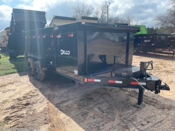 2024 Delco | 7x16x4 | Dump  | 2-7k Axles | Black | 3way gate available in Lacy Lakeview, TX