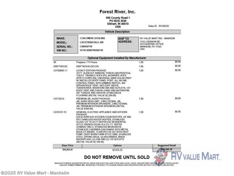 New 2026 Coachmen Catalina Legacy Edition 273DBHCK available in Manheim, Pennsylvania