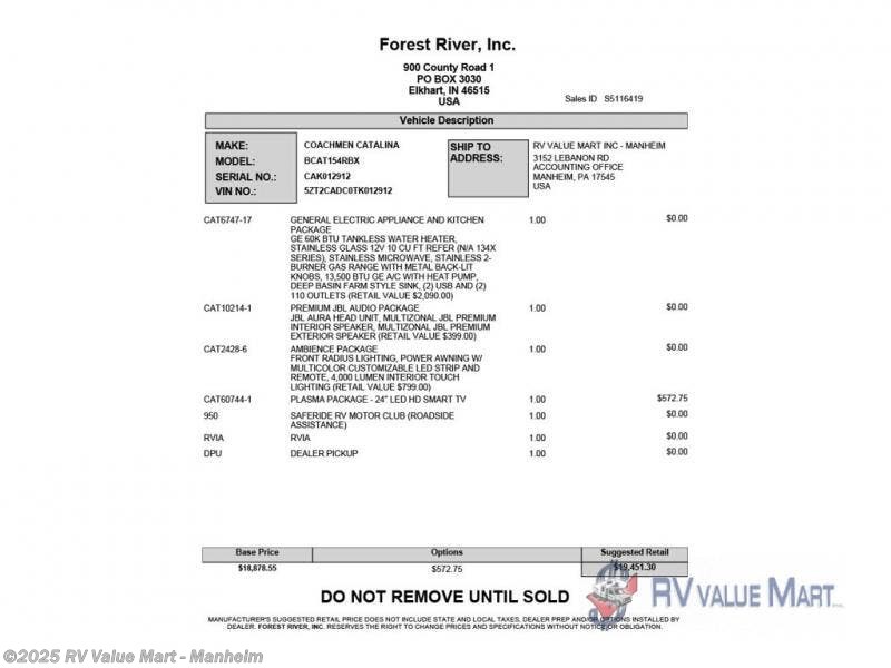 New 2026 Coachmen Catalina Summit Series 7 154RBX available in Manheim, Pennsylvania