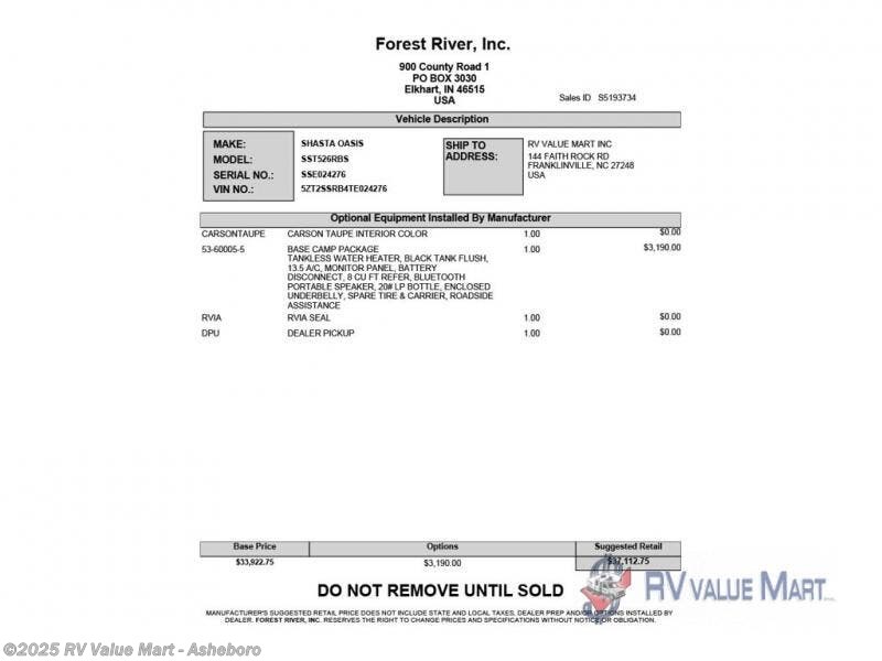 New 2026 Shasta I-5 Edition 526RBS available in Franklinville, North Carolina