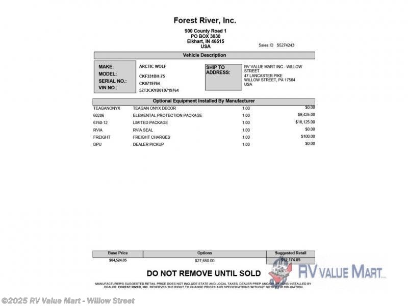 New 2026 Forest River Cherokee Arctic Wolf 331BH available in Willow Street, Pennsylvania