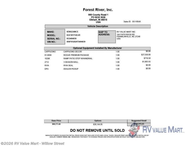 New 2026 Forest River Cherokee Rogue Armored 391T145 available in Willow Street, Pennsylvania
