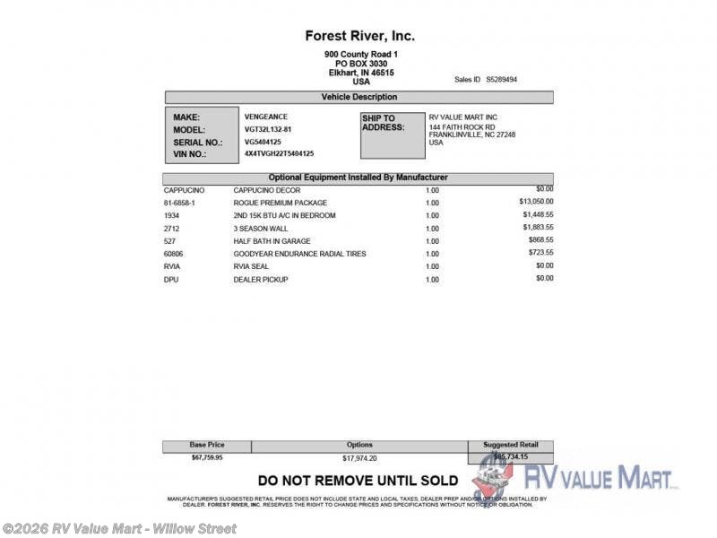 New 2026 Forest River Cherokee Rogue Armored 32L132 available in Willow Street, Pennsylvania