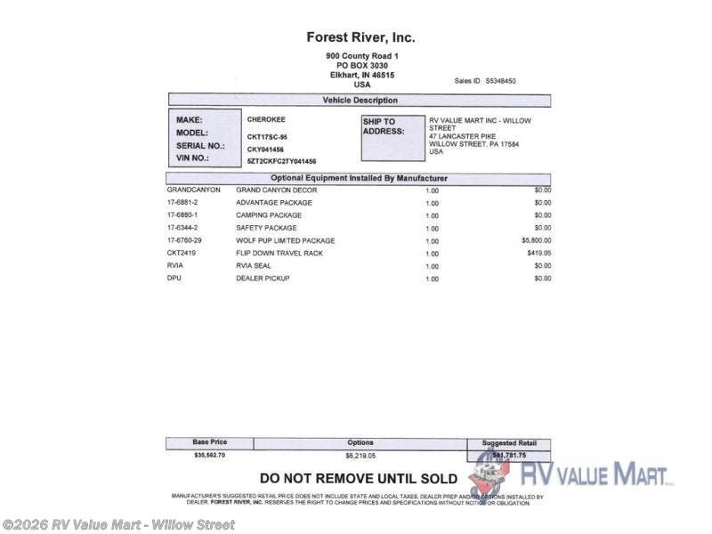 New 2026 Forest River Cherokee Wolf Pup 17SC available in Willow Street, Pennsylvania