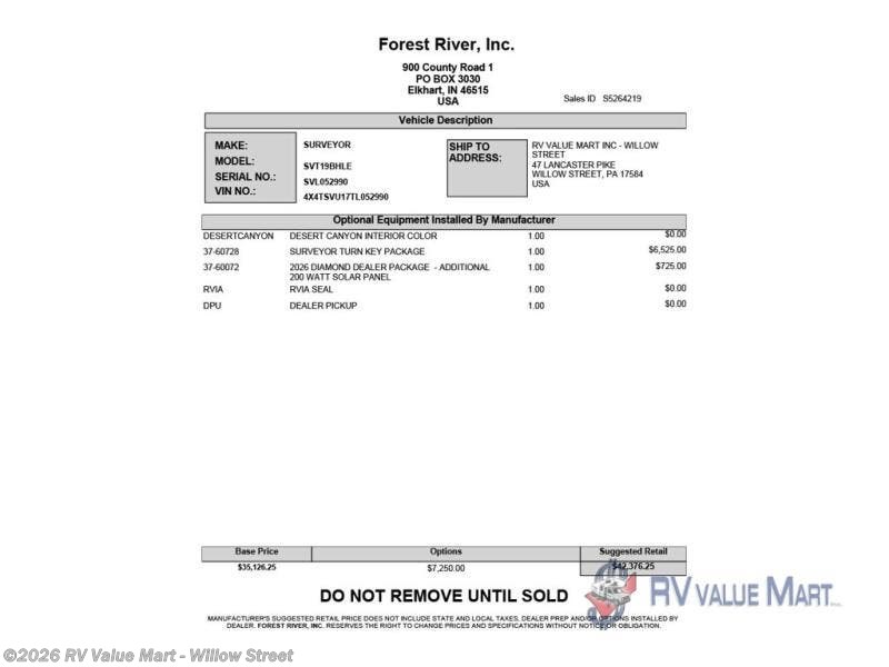 New 2026 Forest River Surveyor Legend 19BHLE available in Willow Street, Pennsylvania