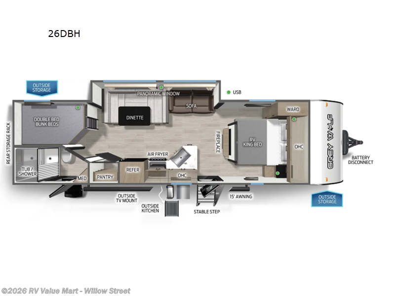 New 2026 Forest River Cherokee Grey Wolf 26DBH available in Willow Street, Pennsylvania