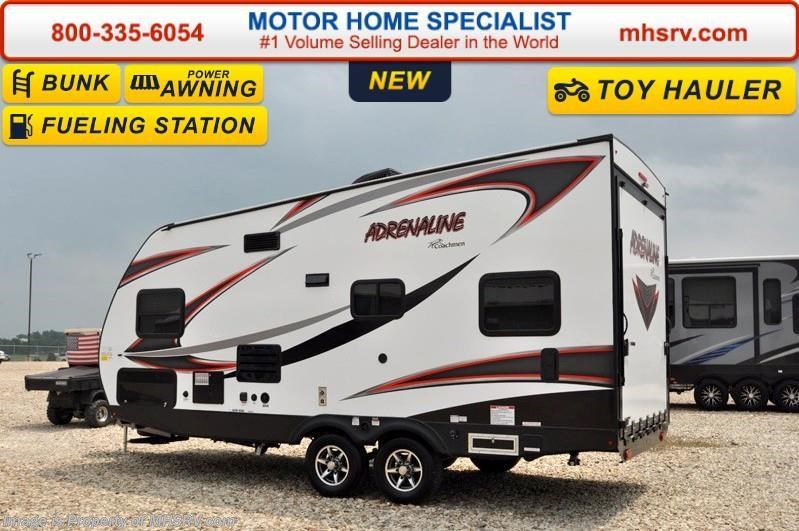 New 2017 Coachmen Adrenaline Toy Hauler 19CB Bunk, 15K BTU A/C available in Alvarado, Texas