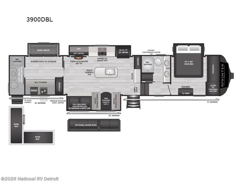 New 2025 Keystone Sprinter 3900DBL available in Belleville, Michigan