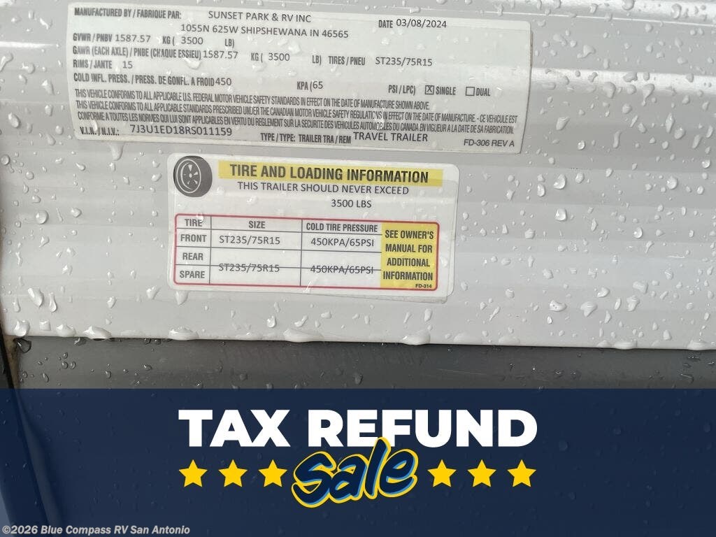 Used 2024 Sunset Park RV Sun Lite LTD 13BD available in San Antonio, Texas