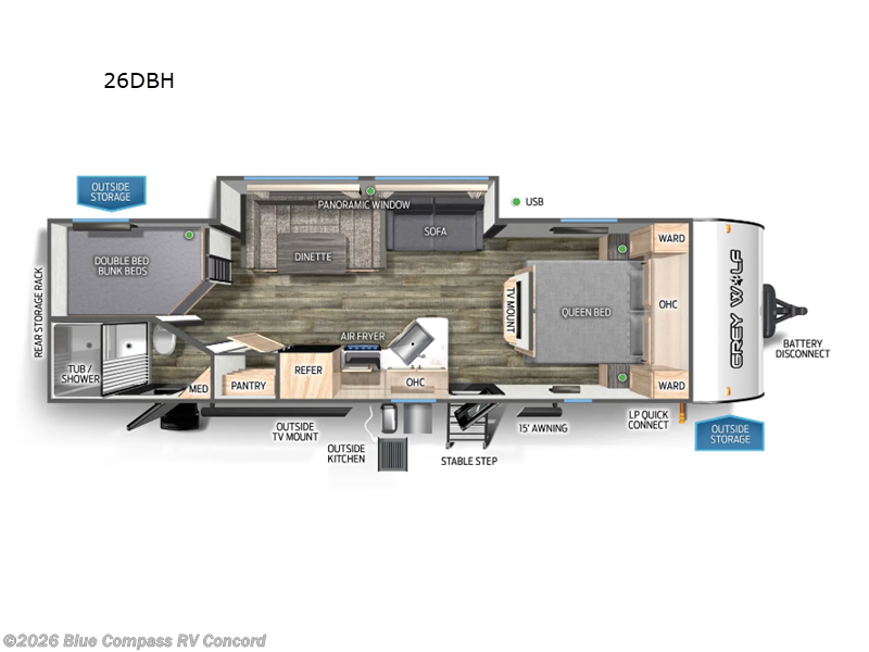 Used 2024 Forest River Cherokee Grey Wolf 26DBH available in Concord, North Carolina