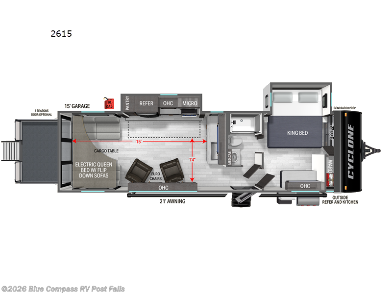 New 2027 Heartland Cyclone 2615 available in Post Falls, Idaho
