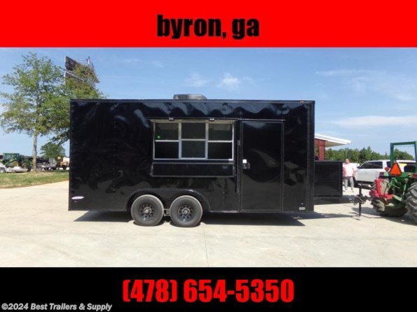 2022 Freedom Trailers 8.5x18 Blackout Concession trailer w hood propane available in Byron, GA