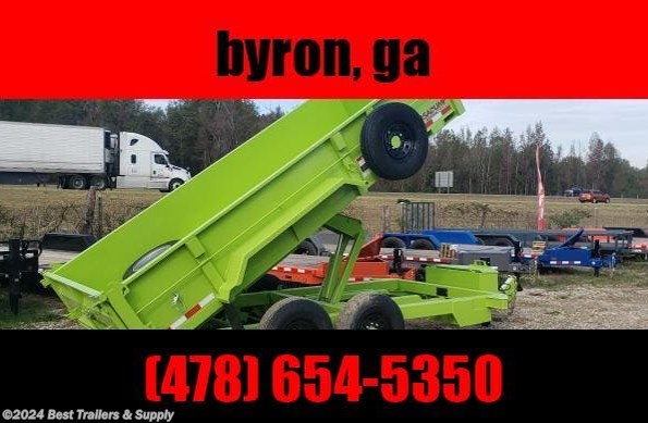 2022 Midsota HV-14 2ft Sides lime green dump trailer with ramps available in Byron, GA