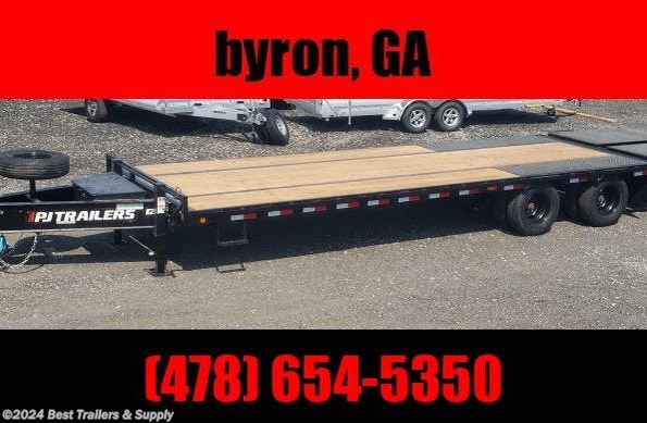 2023 PJ Trailers Equipment 28 ft deckover  trailer 10 ton with monster ramps available in Byron, GA
