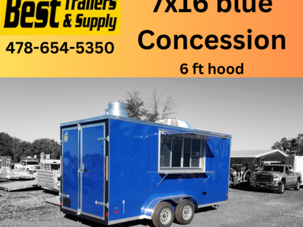 2023 Covered Wagon 7X16 blue concession trailer w sinks and power available in Byron, GA