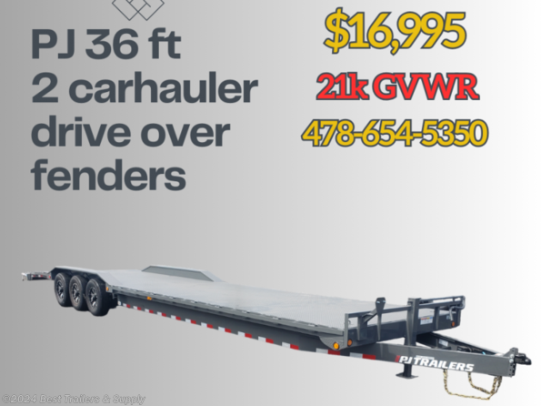2024 PJ Trailers Carhauler 36ft 2 car hauler trailer wide body drive over fen available in Byron, GA