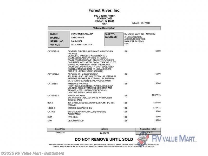 New 2026 Coachmen Catalina Summit Series 8 231BHS available in Bath, Pennsylvania