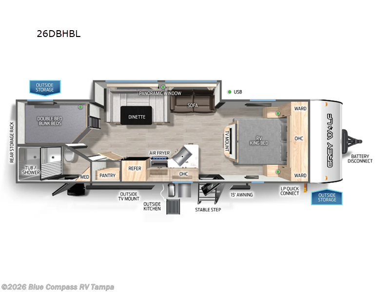 Used 2025 Forest River Cherokee Grey Wolf Black Label 26DBHBL available in Dover, Florida