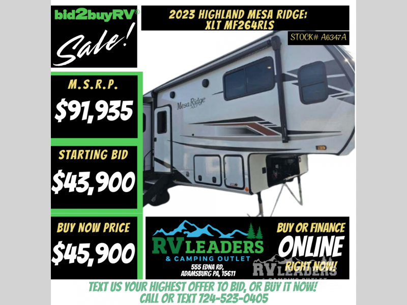 Used 2023 Highland Ridge Mesa Ridge XLT MF264RLS available in Adamsburg, Pennsylvania