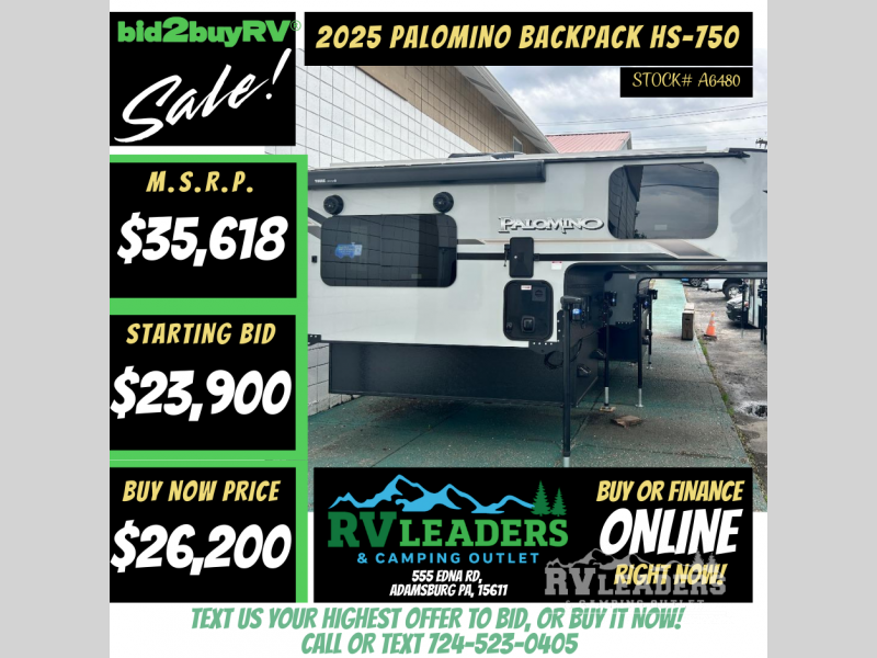 New 2025 Palomino Backpack Edition HS-750 available in Adamsburg, Pennsylvania