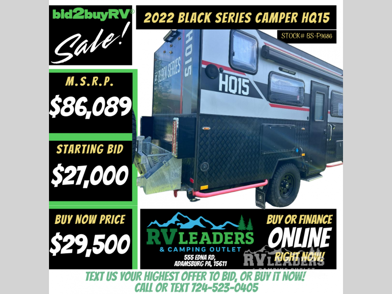 New 2022 Black Series HQ15 Black Series Camper available in Adamsburg, Pennsylvania
