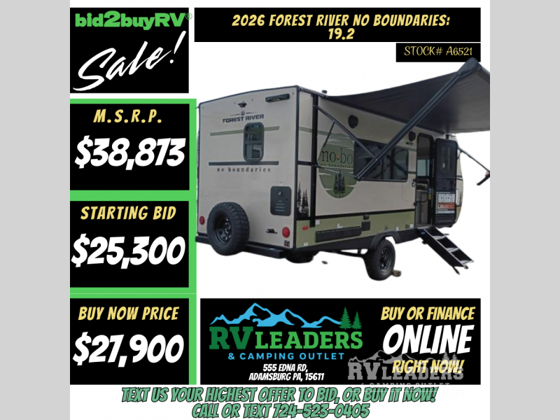 New 2026 Forest River No Boundaries NB19.2 available in Adamsburg, Pennsylvania