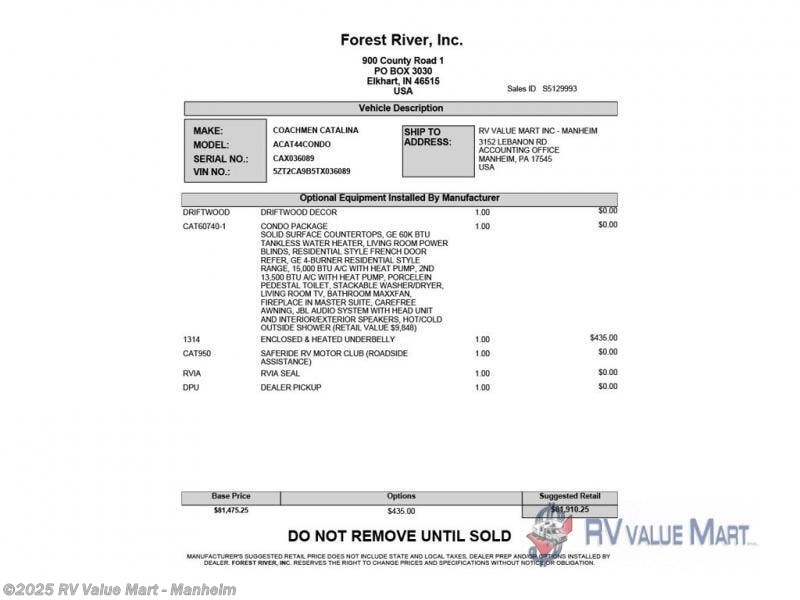 New 2026 Coachmen Catalina Destination Series 44CONDO available in Manheim, Pennsylvania