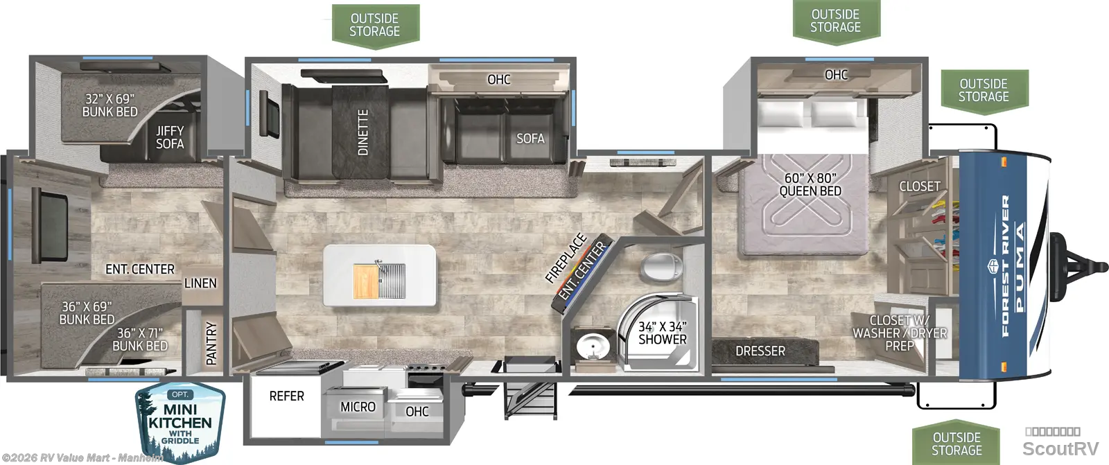New 2027  Forest River Puma 32BHFS by Forest River from RV Value Mart - Manheim in Manheim, PA