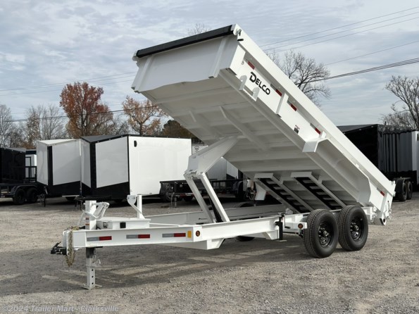 2024 Delco 7x16 White Dump Trailer 14K GVWR with tarp available in Clarksville, TN