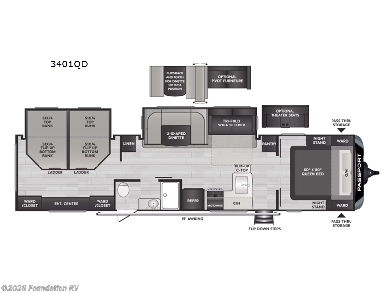 New 2023  Keystone Passport GT 3401QD by Keystone from Foundation RV in Wichita Falls, TX