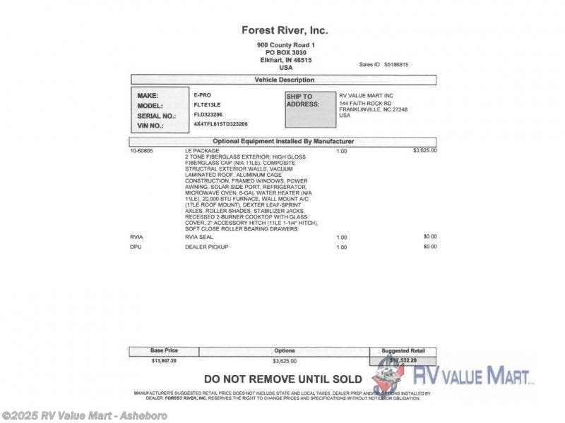 New 2026 Forest River Flagstaff E-Pro E13LE available in Franklinville, North Carolina