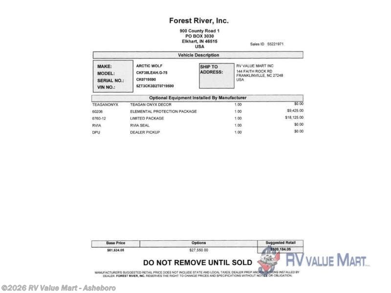 New 2026 Forest River Cherokee Arctic Wolf 38LEAH.G available in Franklinville, North Carolina
