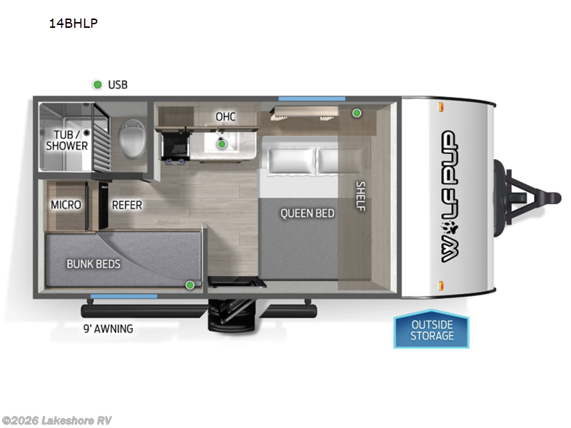 New 2026 Forest River Cherokee Wolf Pup 14BHLP available in Muskegon, Michigan