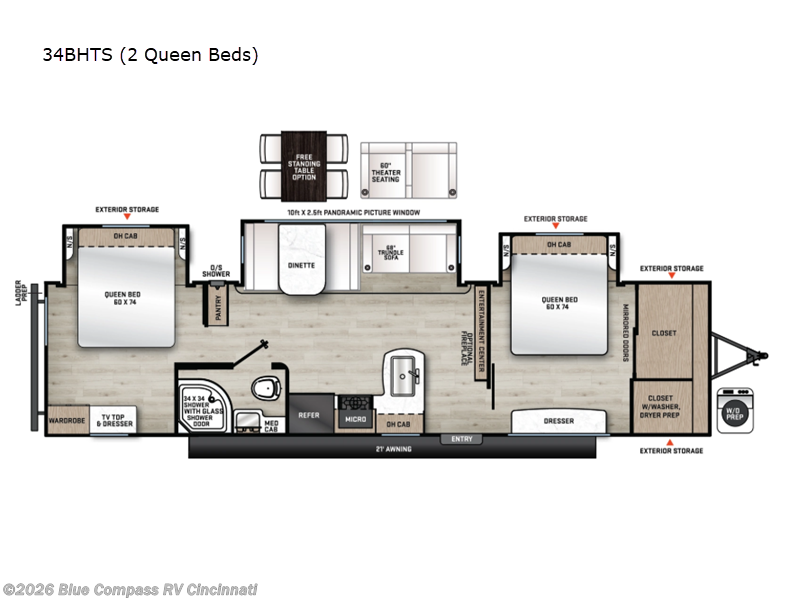 New 2026 Forest River Aurora 34BHTS (2 Queen Beds) available in Cincinnati, Ohio